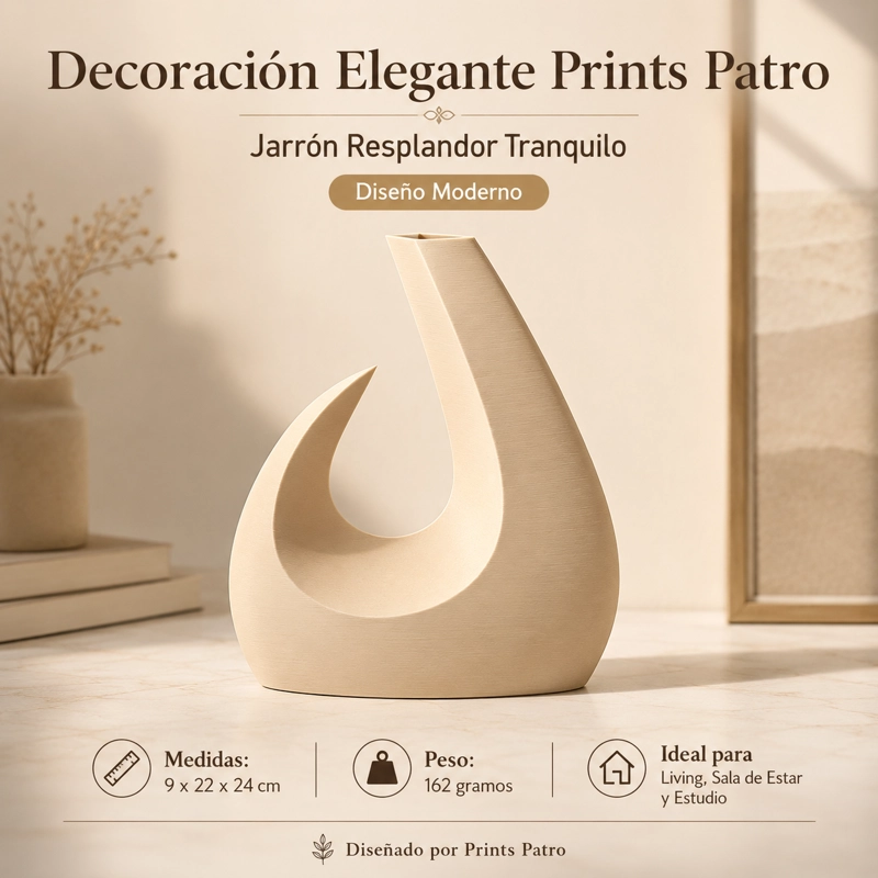 DECORACION ELEGANTE PRINTS PATRO - JARRON RESPLANDOR TRANQUILO BEIGE - 1