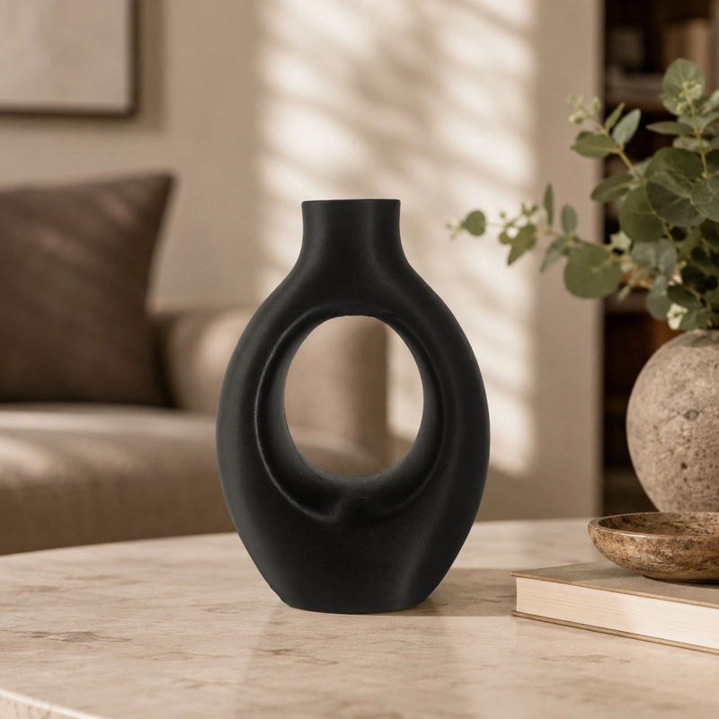 DECORACION ELEGANTE PRINTS PATRO - JARRON ESTILO ARCO ECLIPSE NEGRO - 4