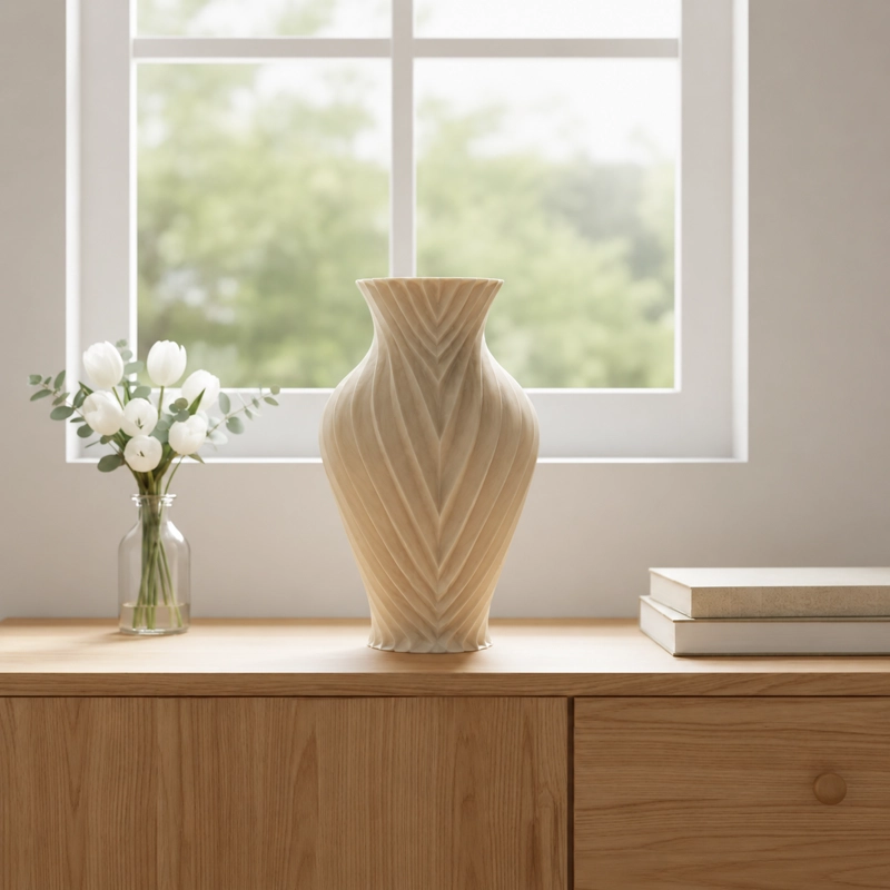 DECORACION ELEGANTE PRINTS PATRO - JARRON AURA ELISEO BEIGE - 1