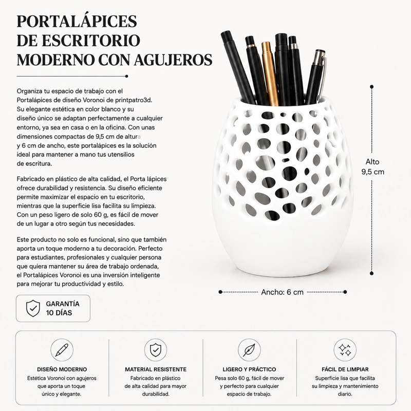 PORTALAPICES DE ESCRITORIO MODERNO DISEÑO DE AGUJEROS BLANCO - 3