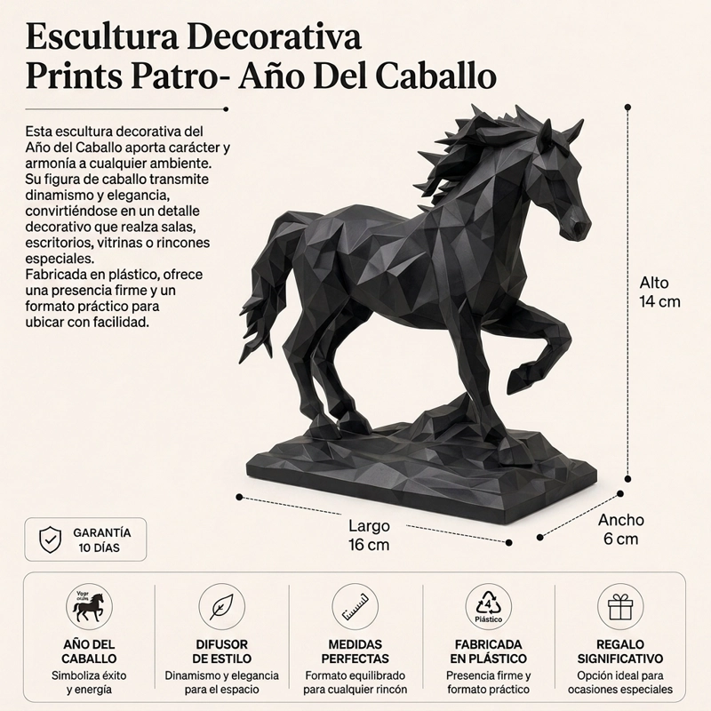 ESCULTURA DECORATIVA PRINTS PATRO- AÑO DEL CABALLO NEGRO - 2