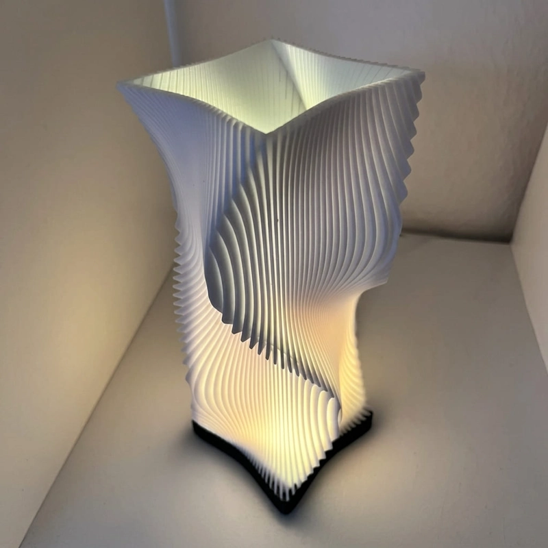 LAMPARA DE MESA NORDICA DISEÑO ORGANICO ONDULADA 3D BLANCO - 2