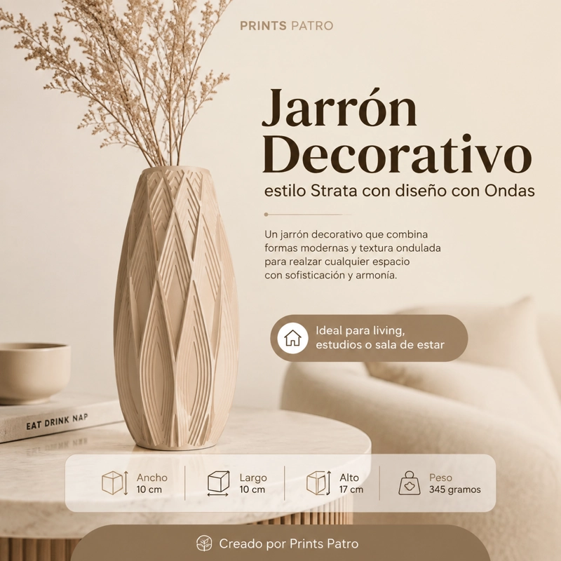 DECORACION PRINTS PATRO - JARRON ESTILO STRATA BEIGE - 1