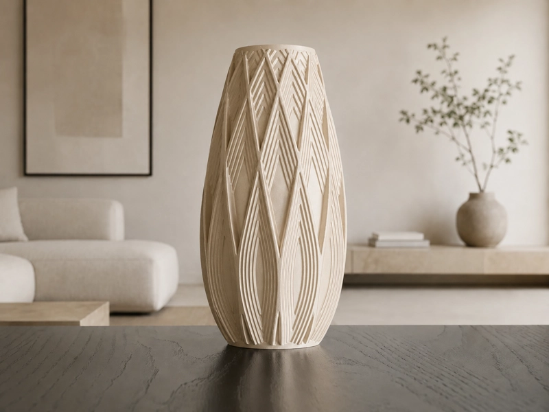 DECORACION PRINTS PATRO - JARRON ESTILO STRATA BEIGE - 4
