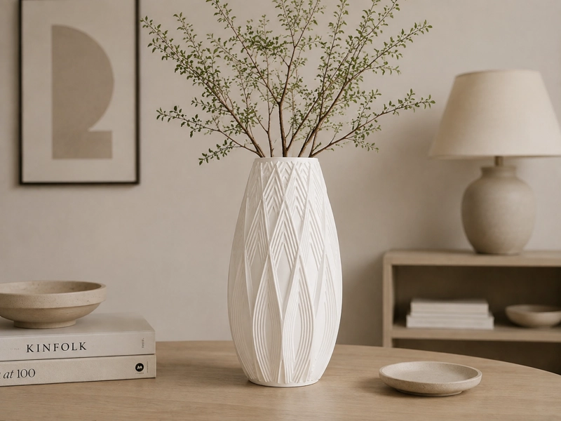 DECORACION PRINTS PATRO - JARRON ESTILO STRATA BLANCO - 2
