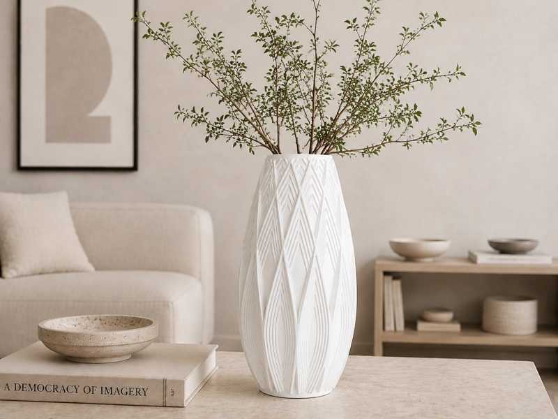 DECORACION PRINTS PATRO - JARRON ESTILO STRATA BLANCO - 4