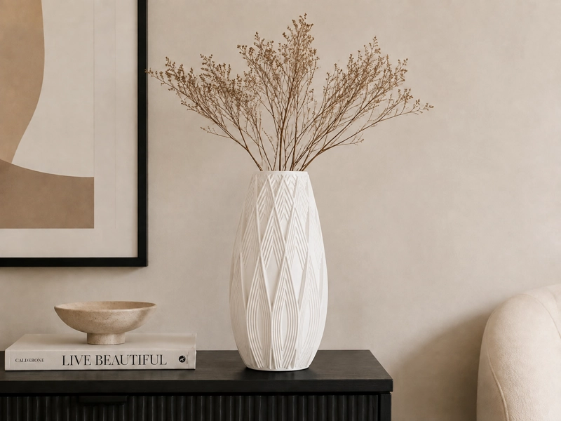 DECORACION PRINTS PATRO - JARRON ESTILO STRATA BLANCO - 5