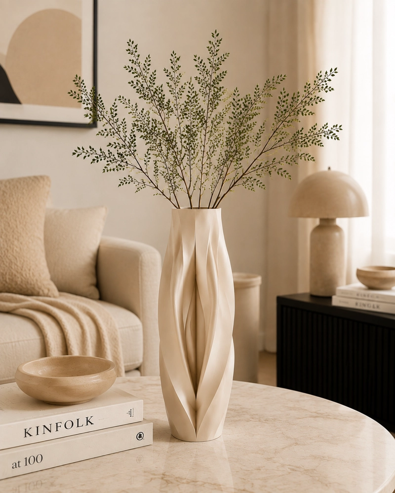 DECORACION PRINTS PATRO - JARRON ESTILO TRENZADO BEIGE - 4