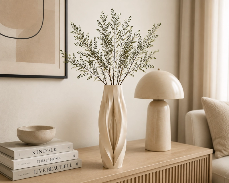 DECORACION PRINTS PATRO - JARRON ESTILO TRENZADO BEIGE - 5