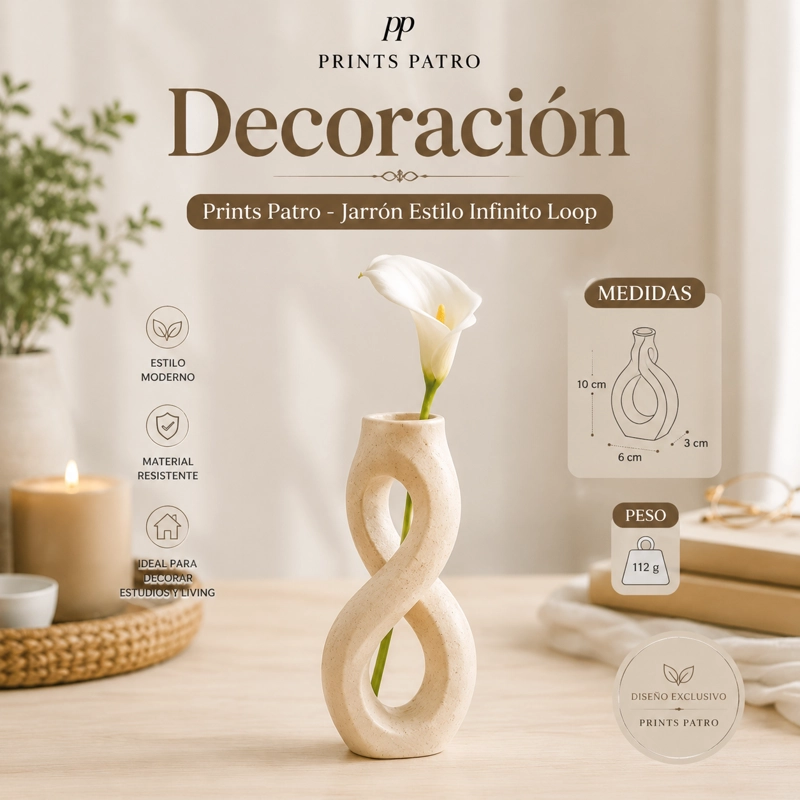 DECORACION PRINTS PATRO - JARRON ESTILO INFINITO LOOP BEIGE - 1