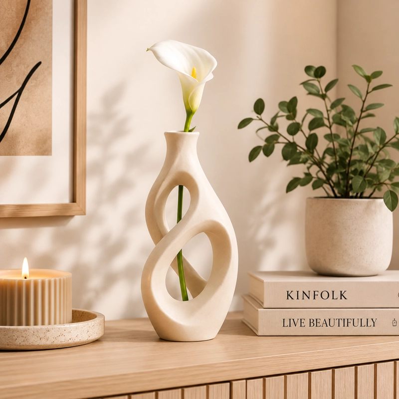 DECORACION PRINTS PATRO - JARRON ESTILO INFINITO LOOP BEIGE - 2