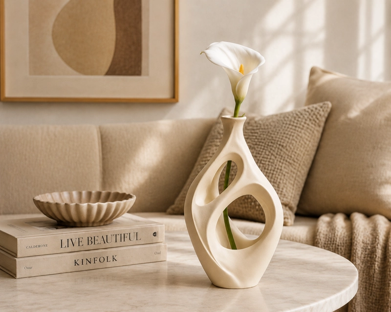 DECORACION PRINTS PATRO - JARRON ESTILO INFINITO LOOP BEIGE - 5