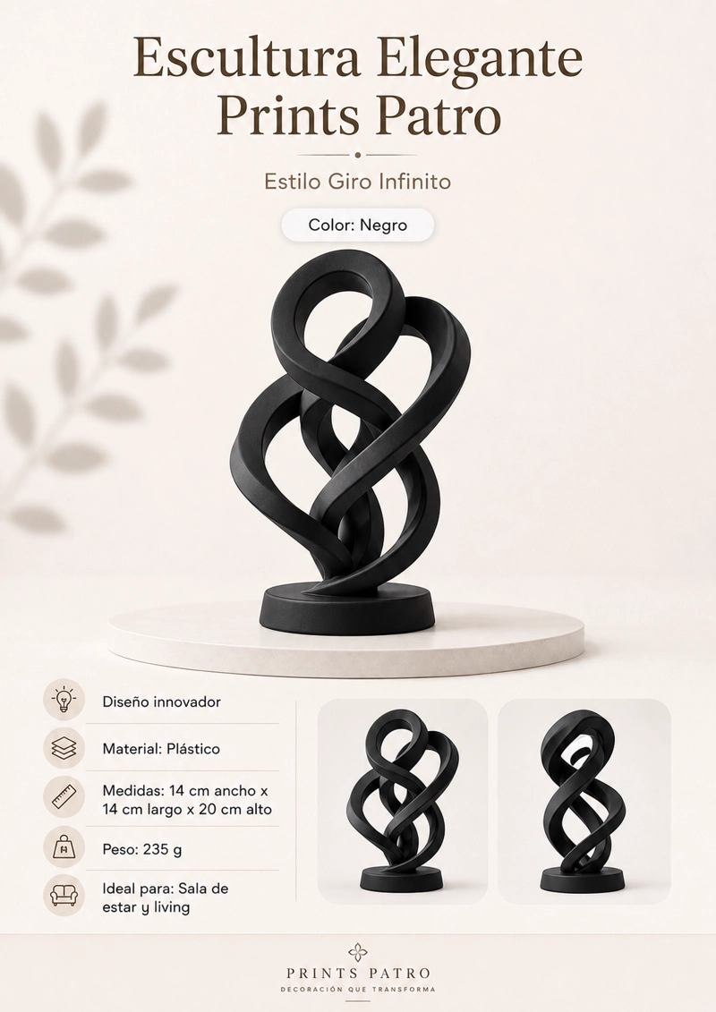 ESCULTURA ELEGANTE PRINTS PATRO - ESTILO GIRO INFINITO NEGRO - 1