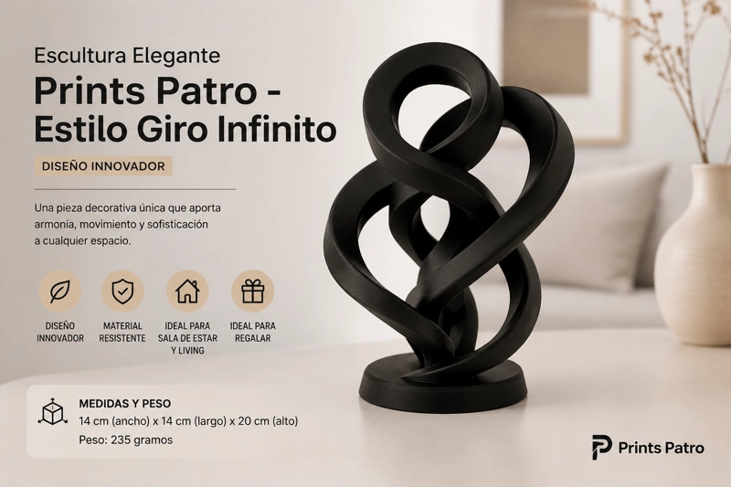 ESCULTURA ELEGANTE PRINTS PATRO - ESTILO GIRO INFINITO NEGRO - 3