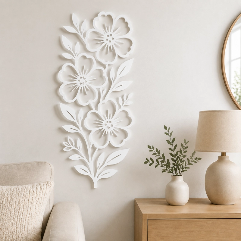 DECORACION ELEGANTE PRINTS PATRO - ARTE DE PARED ESTILO DE FLORES BLANCO - 2