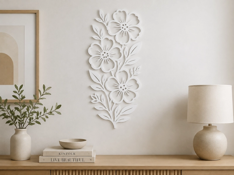 DECORACION ELEGANTE PRINTS PATRO - ARTE DE PARED ESTILO DE FLORES BLANCO - 4