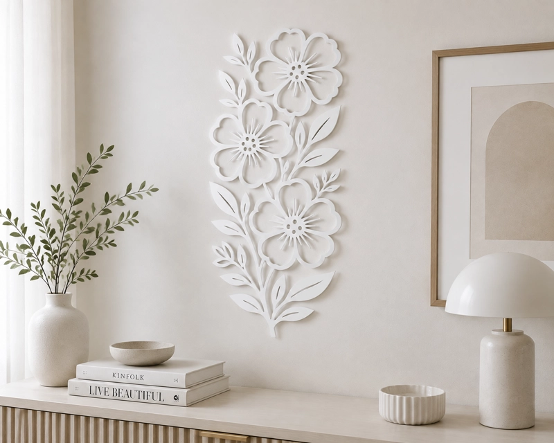 DECORACION ELEGANTE PRINTS PATRO - ARTE DE PARED ESTILO DE FLORES BLANCO - 5