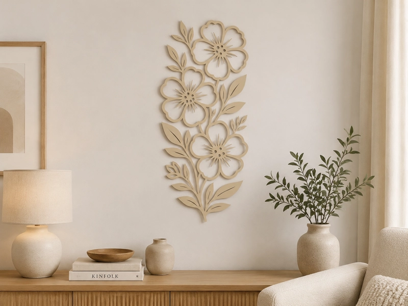 DECORACION ELEGANTE PRINTS PATRO - ARTE DE PARED ESTILO DE FLORES BEIGE - 5