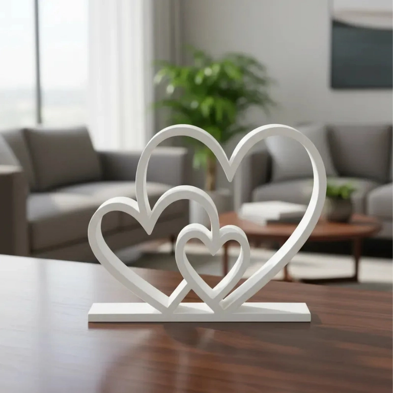ESCULTURA ELEGANTE PRINTS PATRO - ESTILO TRIO DE CORAZONES BLANCO - 2