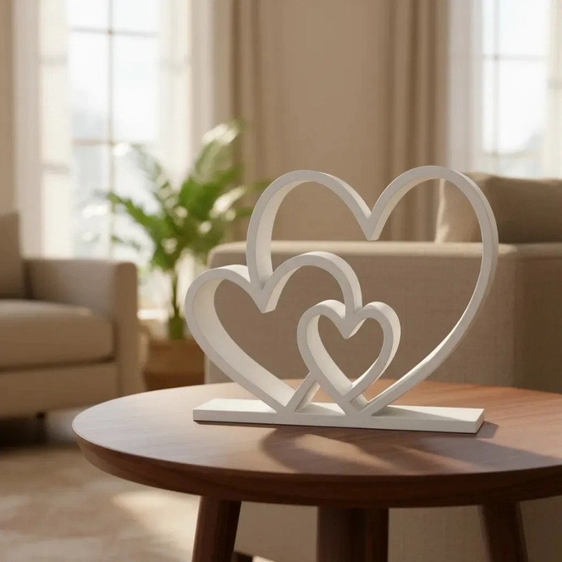 ESCULTURA ELEGANTE PRINTS PATRO - ESTILO TRIO DE CORAZONES BLANCO - 4