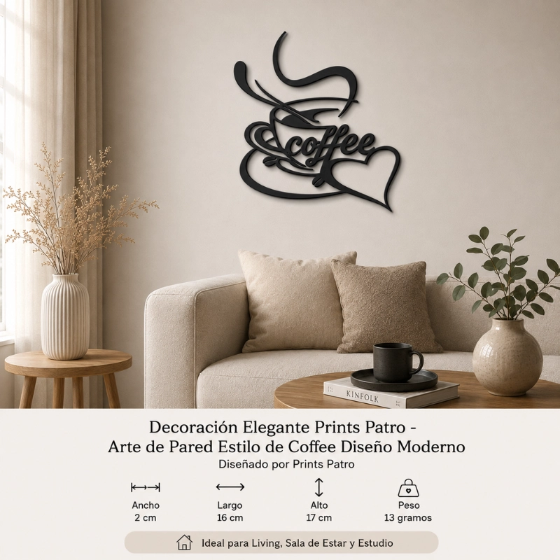 DECORACION ELEGANTE PRINTS PATRO - ARTE DE PARED ESTILO DE COFFEE NEGRO - 3