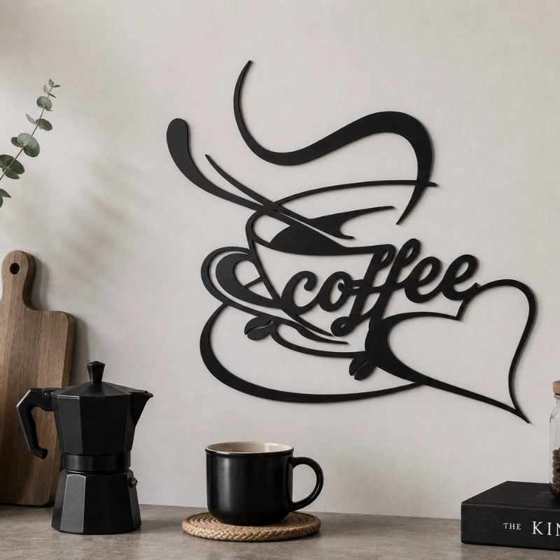 DECORACION ELEGANTE PRINTS PATRO - ARTE DE PARED ESTILO DE COFFEE NEGRO - 4