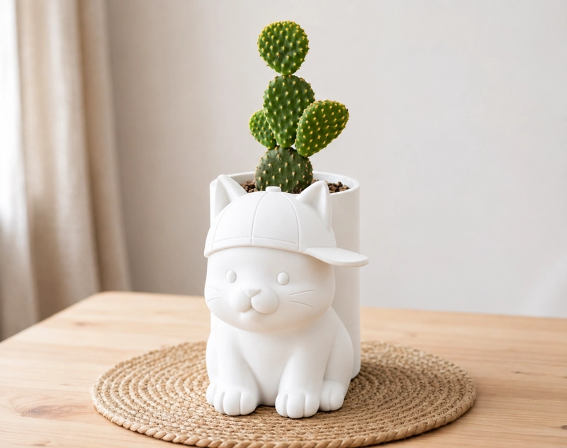 MACETERO DECORATIVO HOGAR- MICHI GORRA 17 CM BLANCO - 1