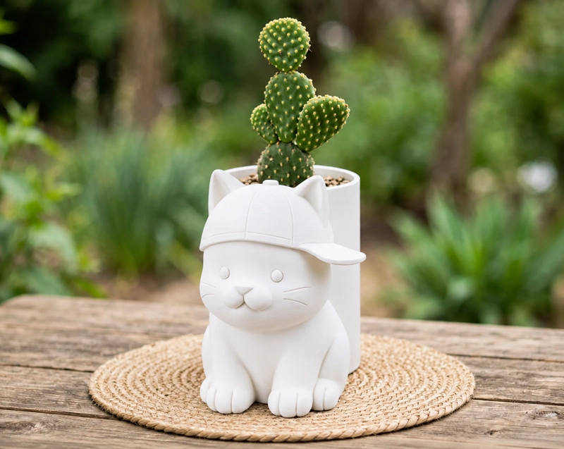 MACETERO DECORATIVO HOGAR- MICHI GORRA 17 CM BLANCO - 3