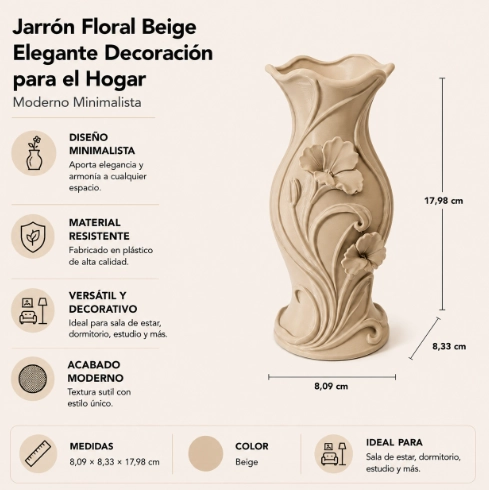JARRON FLORAL VERDE ELEGANTE DECORACION PARA EL HOGAR - 2