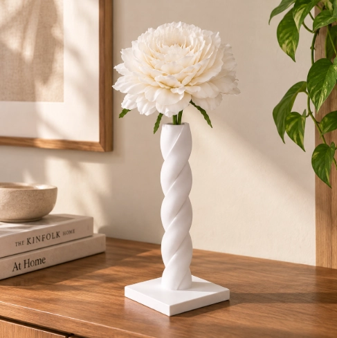 JARRON PORTA ROSA 20 CM BLANCO PARA EL HOGAR - 5
