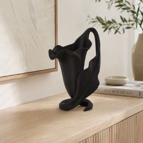 ELEGANTE JARRON ESCULTURA LIRIO BLANCO PARA EL HOGAR - 3