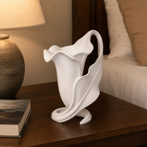 ELEGANTE JARRON ESCULTURA LIRIO BLANCO PARA EL HOGAR - 4