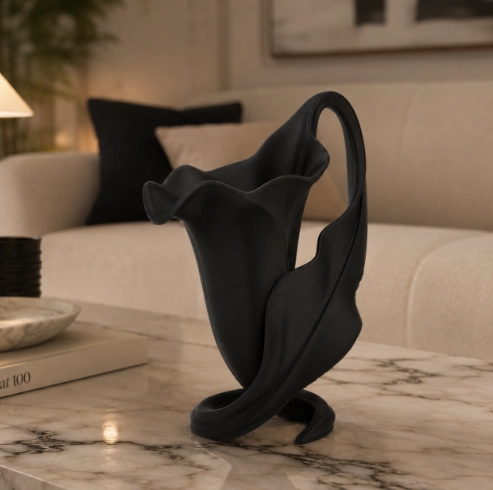 ELEGANTE JARRON ESCULTURA LIRIO BLANCO PARA EL HOGAR - 4