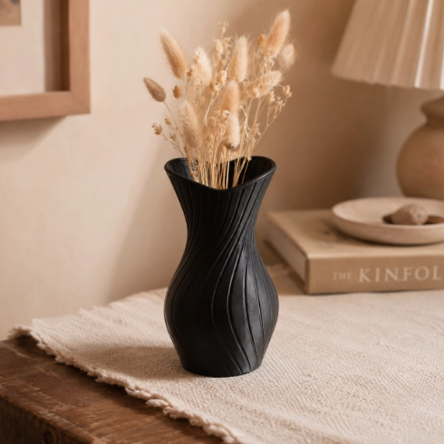 JARRON CURVO DE AMOR BEIGE 15 CM PARA EL HOGAR - 3