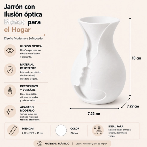 JARRON CON ILUSION OPTICA ROJO 10 CM PARA EL HOGAR - 2