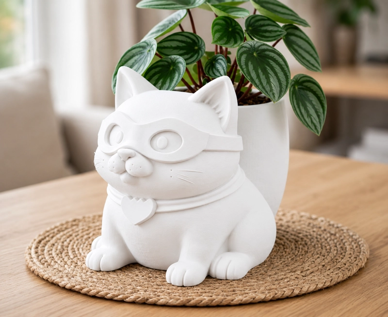 MACETERO DECORATIVO HOGAR- GATITO HE ROE 15 CM BLANCO - 3