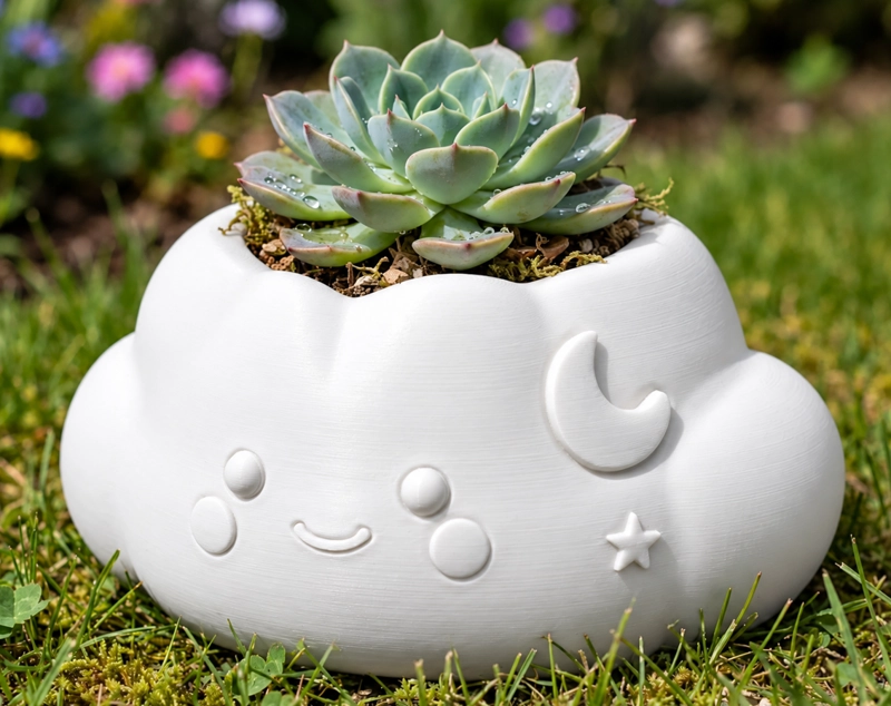 MACETERO DECORATIVO HOGAR- FORMA NUBE 10 CM BLANCA - 3
