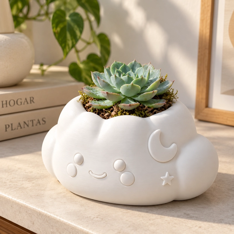 MACETERO DECORATIVO HOGAR- FORMA NUBE 10 CM BLANCA - 4