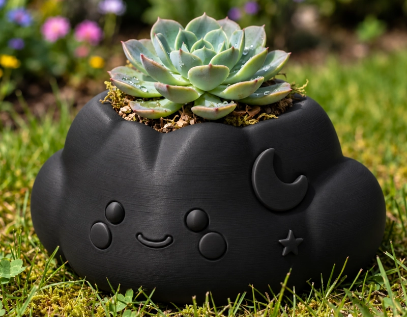MACETERO DECORATIVO HOGAR- FORMA NUBE 10 CM NEGRAMACETERO DECORATIVO HOGAR- FORMA NUBE 10 CM NEGRA - 3