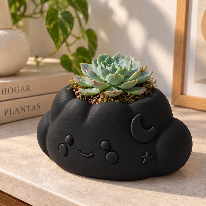 MACETERO DECORATIVO HOGAR- FORMA NUBE 10 CM NEGRAMACETERO DECORATIVO HOGAR- FORMA NUBE 10 CM NEGRA - 4