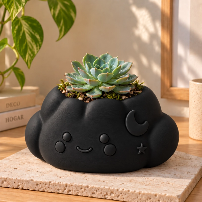 MACETERO DECORATIVO HOGAR- FORMA NUBE 10 CM NEGRAMACETERO DECORATIVO HOGAR- FORMA NUBE 10 CM NEGRA - 5