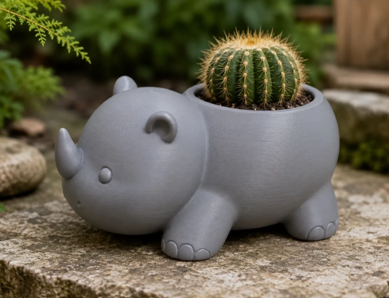 MACETERO DECORATIVO HOGAR- RINOCERONTE 8 CM GRIS - 5