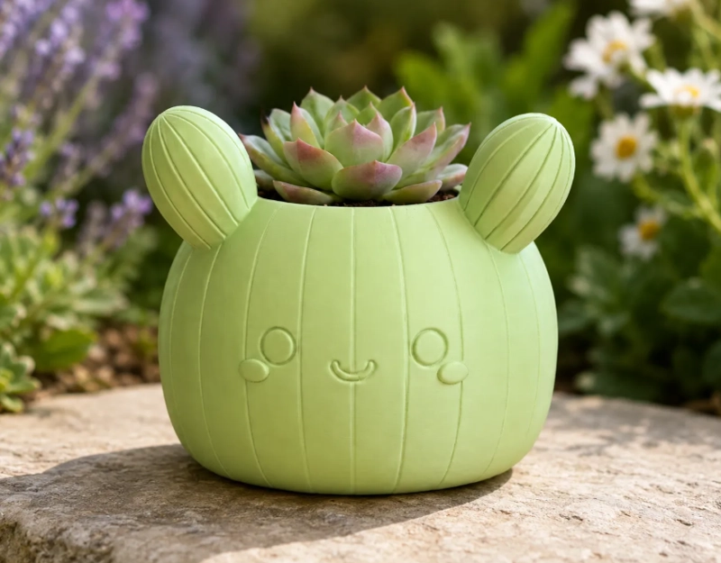MACETERO DECORATIVO HOGAR- FORMA CACTUS 12 CM VERDE - 4