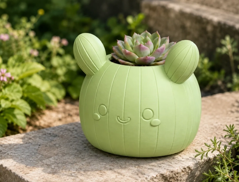 MACETERO DECORATIVO HOGAR- FORMA CACTUS 12 CM VERDE - 5