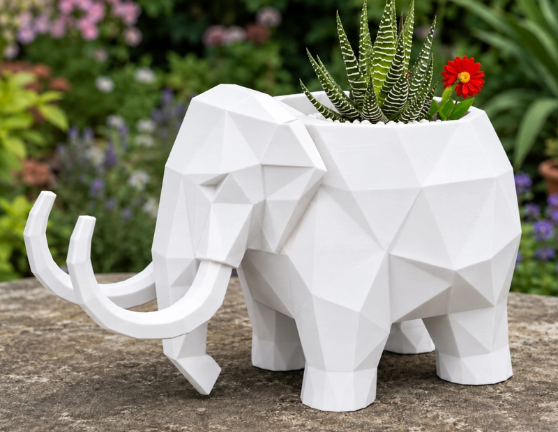 MACETERO DECORATIVO HOGAR- FORMA MAMUT 15 CM BLANCO - 3