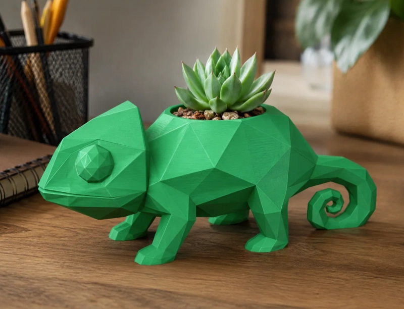 MACETERO DECORATIVO HOGAR- CAMALEON 14 CM VERDE - 4