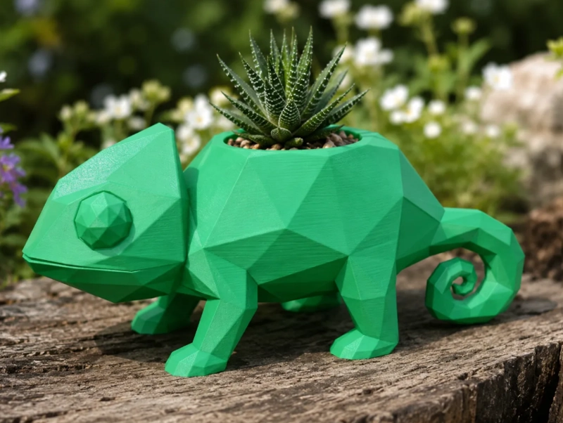 MACETERO DECORATIVO HOGAR- CAMALEON 14 CM VERDE - 5