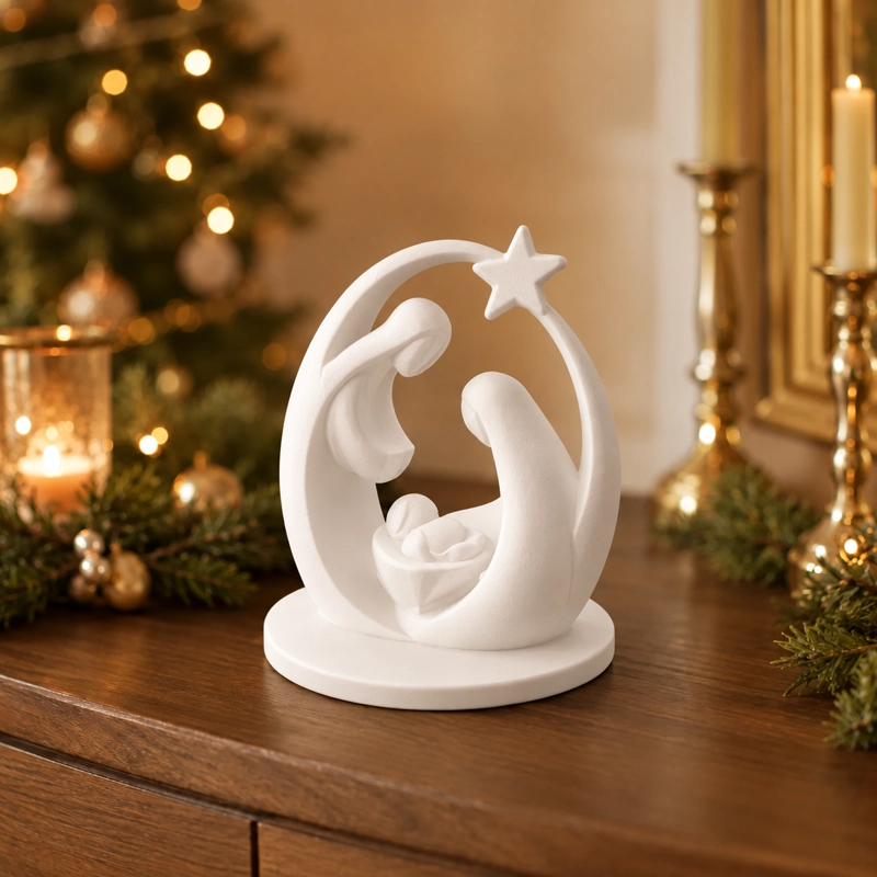 ADORNO NAVIDAD - PESEBRE MODERNO BLANCO - 1