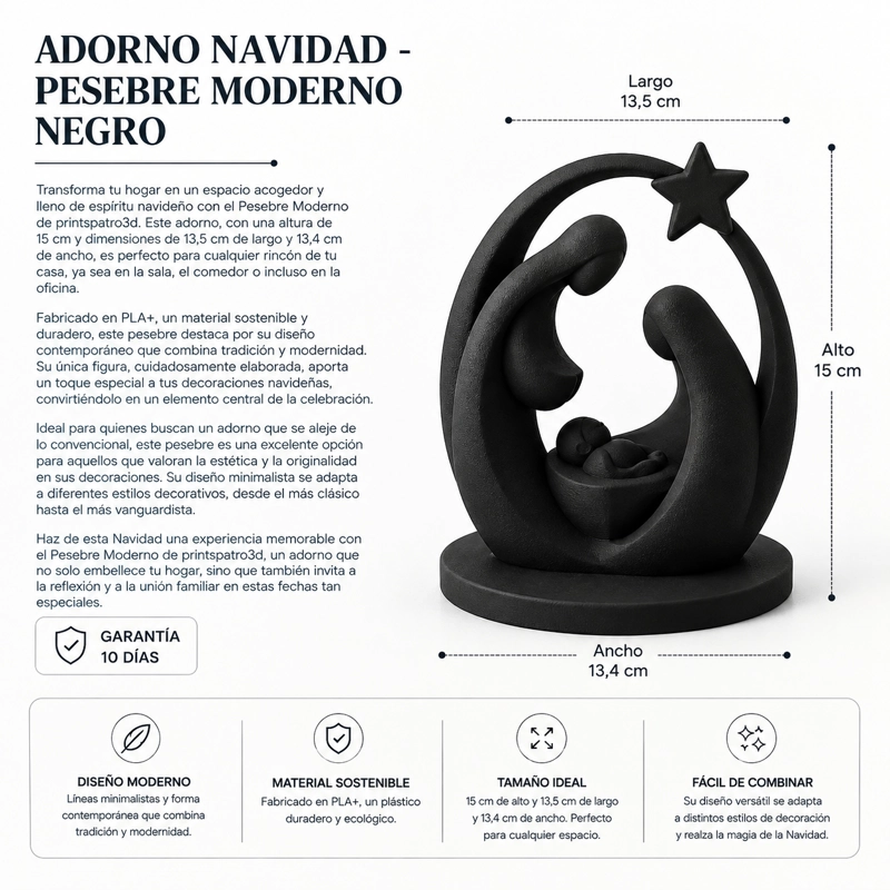 ADORNO NAVIDAD - PESEBRE MODERNO NEGRO - 3