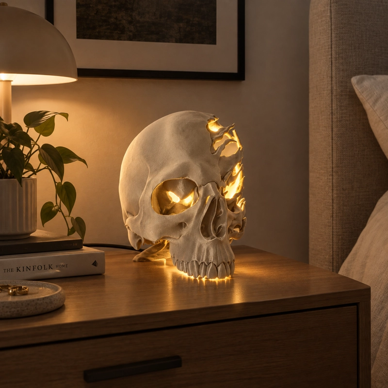 LAMPARA CALAVERA 3D DECORATIVA LED BEIGE - 1